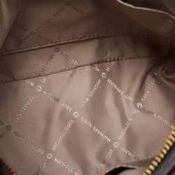 Pre Owned Michael Kors Brown Signature Coated Canvas Jet Set Dome Crossbody Bag