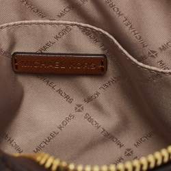 Pre Owned Michael Kors Brown Signature Coated Canvas Jet Set Dome Crossbody Bag