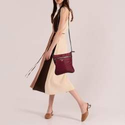 Pre Owned Michael Kors Plum Floral Nylon Large Kelsey Messenger Bag 
