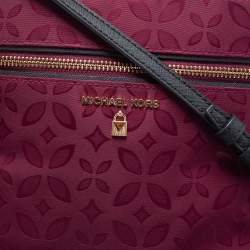 Pre Owned Michael Kors Plum Floral Nylon Large Kelsey Messenger Bag 