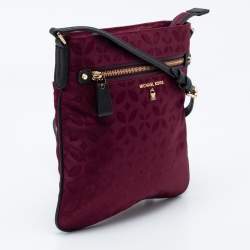 Pre Owned Michael Kors Plum Floral Nylon Large Kelsey Messenger Bag 