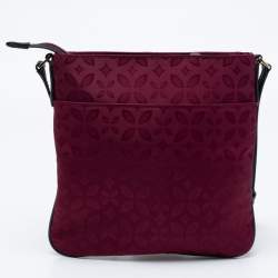 Pre Owned Michael Kors Plum Floral Nylon Large Kelsey Messenger Bag 