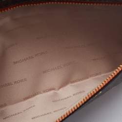Pre Owned Michael Kors Brown Signature Coated Canvas Large Sail Away Travel Clutch