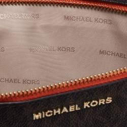 Pre Owned Michael Kors Brown Signature Coated Canvas Large Sail Away Travel Clutch
