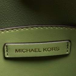 Pre Owned Michael Kors Green Leather Small Emilia Bucket Bag