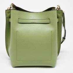 Pre Owned Michael Kors Green Leather Small Emilia Bucket Bag