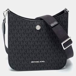 Pre Owned Michael Kors Black Signature Coated Canvas  Briley Messenger Bag