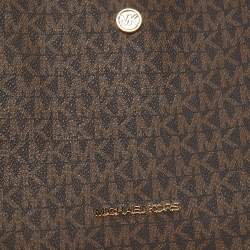 Pre Owned Michael Kors Brown Signature Coated Canvas Briley  Messenger Bag