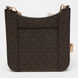 Pre Owned Michael Kors Brown Signature Coated Canvas Briley  Messenger Bag