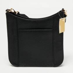 Pre Owned Michael Kors Black Leather Briley Messenger Bag