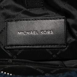 Pre Owned Michael Kors Black/Blue Signature Coated Canvas Cooper Messenger Bag