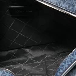 Pre Owned Michael Kors Black/Blue Signature Coated Canvas Cooper Messenger Bag