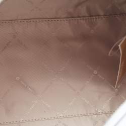 Pre Owned Michael Kors Blue/White Printed Coated Canvas And Leather Medium Jet Set Girls Duffle Bag