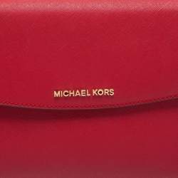 Pre Owned Michael Kors Red Saffiano Leather Small Ava Top Handle Bag