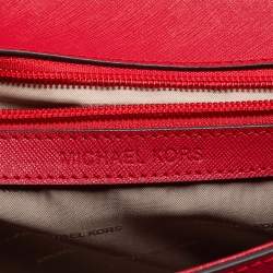 Pre Owned Michael Kors Red Saffiano Leather Small Ava Top Handle Bag