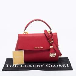 Pre Owned Michael Kors Red Saffiano Leather Small Ava Top Handle Bag