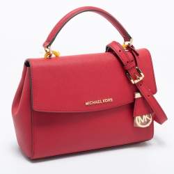 Pre Owned Michael Kors Red Saffiano Leather Small Ava Top Handle Bag