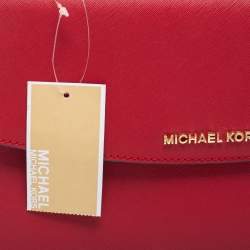 Pre Owned Michael Kors Red Saffiano Leather Small Ava Top Handle Bag