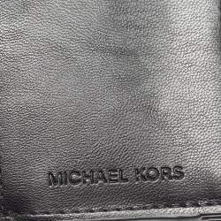 Pre Owned Michael Kors Black Leather Jet Set Travel Compact Wallet