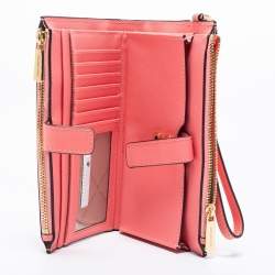 Pre Owned محفظة توري برش جيت سيت ترافيل كانفاس مقوى بني سحاب مزدوج حمالة معصم