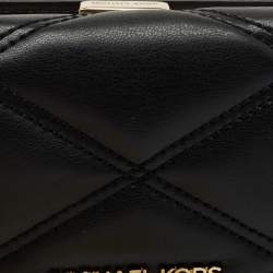 Pre Owned Michael Kors Black Leather Jet Set Travel Compact Wallet