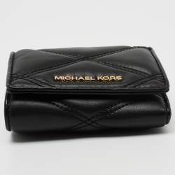 Pre Owned Michael Kors Black Leather Jet Set Travel Compact Wallet