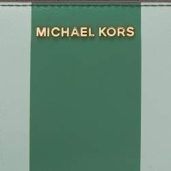 Pre Owned Michael Kors Multicolor Signature Coated Canvas Striped Zip Around Wallet