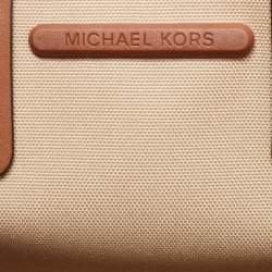 Pre Owned Michael Kors Brown Signature Coated Canvas and Leather Jodie Tote