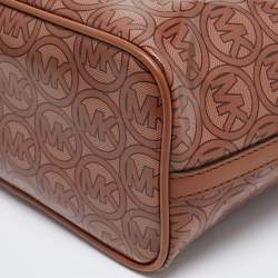 Pre Owned Michael Kors Brown Signature Coated Canvas and Leather Jodie Tote