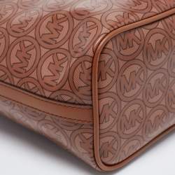 Pre Owned Michael Kors Brown Signature Coated Canvas and Leather Jodie Tote