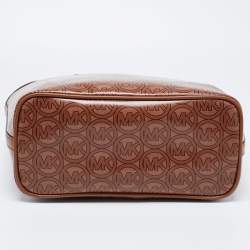 Pre Owned Michael Kors Brown Signature Coated Canvas and Leather Jodie Tote