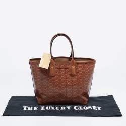 Pre Owned Michael Kors Brown Signature Coated Canvas and Leather Jodie Tote