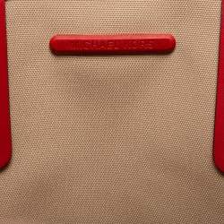 Pre Owned Michael Kors Red Signature Coated Canvas and Leather Jodie Tote