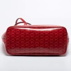 Pre Owned Michael Kors Red Signature Coated Canvas and Leather Jodie Tote