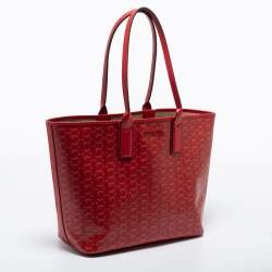 Pre Owned Michael Kors Red Signature Coated Canvas and Leather Jodie Tote