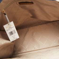 Pre Owned Michael Kors Blue/Brown Signature Denim and Leather Large Mirella Tote