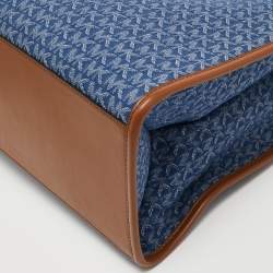 Pre Owned Michael Kors Blue/Brown Signature Denim and Leather Large Mirella Tote