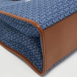 Pre Owned Michael Kors Blue/Brown Signature Denim and Leather Large Mirella Tote