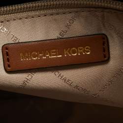 Pre Owned Michael Kors Blue/Brown Signature Denim and Leather Large Mirella Tote