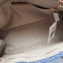 Pre Owned Michael Kors Blue/Brown Signature Denim and Leather Medium Mirella Tote