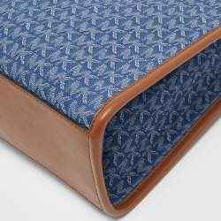 Pre Owned Michael Kors Blue/Brown Signature Denim and Leather Medium Mirella Tote