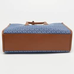 Pre Owned Michael Kors Blue/Brown Signature Denim and Leather Medium Mirella Tote