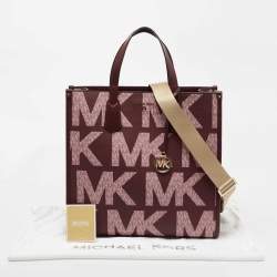 Pre Owned Michael Kors Royal Pink Coated Canvas and Leather Large Maple North South Tote