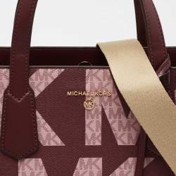 Pre Owned Michael Kors Royal Pink Coated Canvas and Leather Large Maple North South Tote
