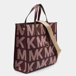 Pre Owned Michael Kors Royal Pink Coated Canvas and Leather Large Maple North South Tote