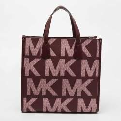 Pre Owned Michael Kors Royal Pink Coated Canvas and Leather Large Maple North South Tote