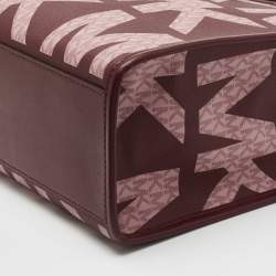 Pre Owned Michael Kors Royal Pink Coated Canvas and Leather Large Maple North South Tote