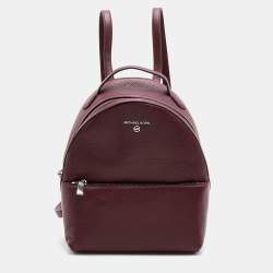 Pre Owned Michael Kors Burgundy Leather Zip Backpack