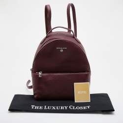 Pre Owned Michael Kors Burgundy Leather Zip Backpack