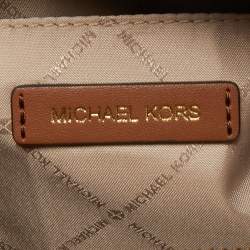 Pre Owned Michael Kors Brown/Tan Signature Canvas and Leather Small Avril Satchel